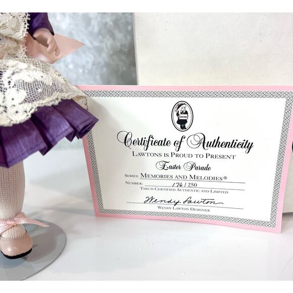 VTG Wendy Lawton Easter Parade PORCELAIN DOLL 9" Melodies & Memories LE #176/250 - Picture 11 of 13